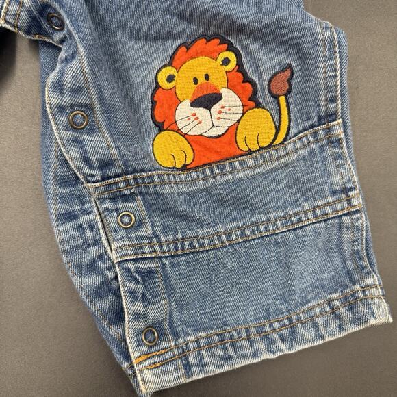 Vintage Children’s Jean Romper Overalls Lion Character Small Steps Size 18M - Picture 2 of 8